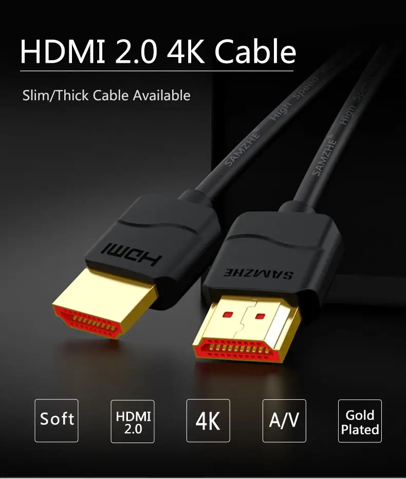 SAMZHE 4K HDMI 50/60 Гц HDMI 2,0 кабель для Тонкий HDMI кабель для PS3 проектор HD ЖК-дисплей ноутбука Apple ТВ компьютерные кабели