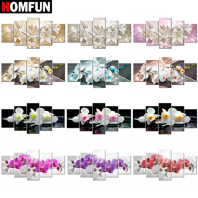 Kopen HOMFUN 5 pcs Volledige Vierkante Ronde Boor 5D DIY Diamant Schilderij \