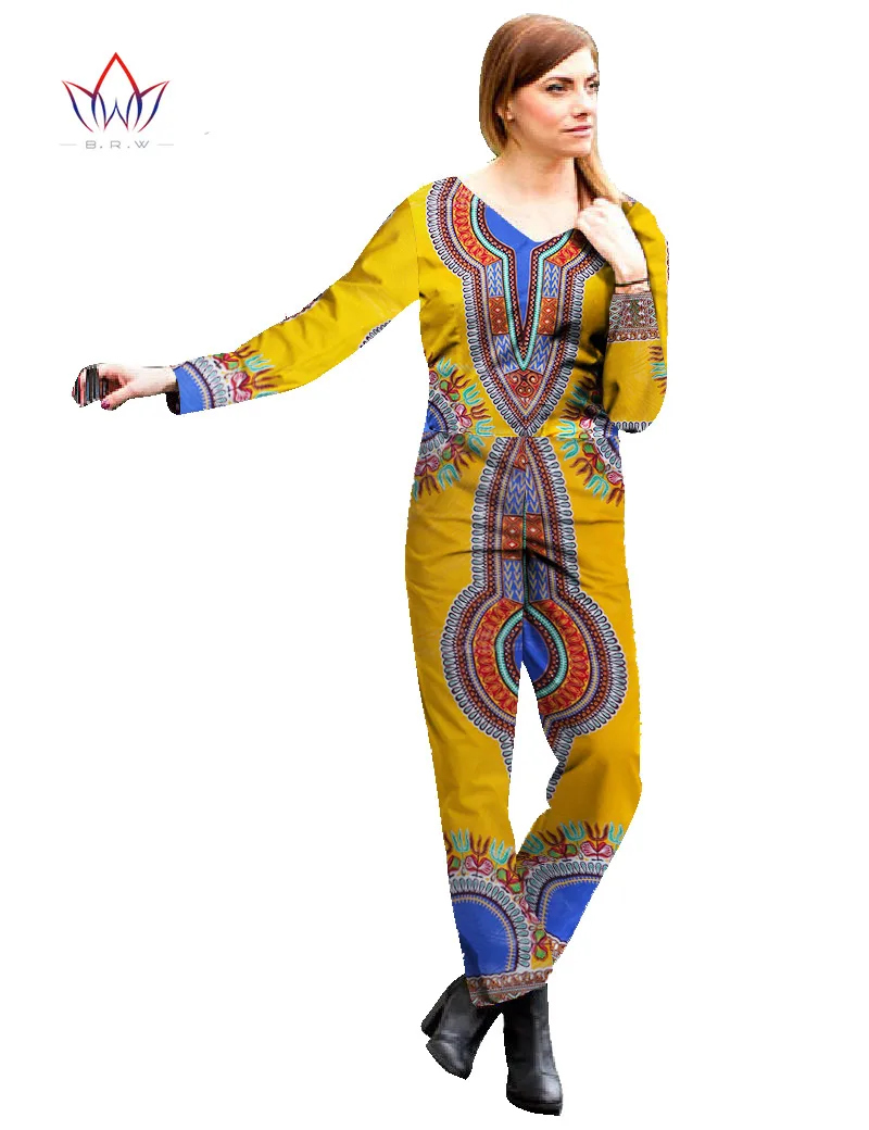 Африканская одежда для Для женщин Боди Комбинезоны богатый Африканский Базен принт брюки Дашики большого размера в африканском стиле Одежда brw WY544