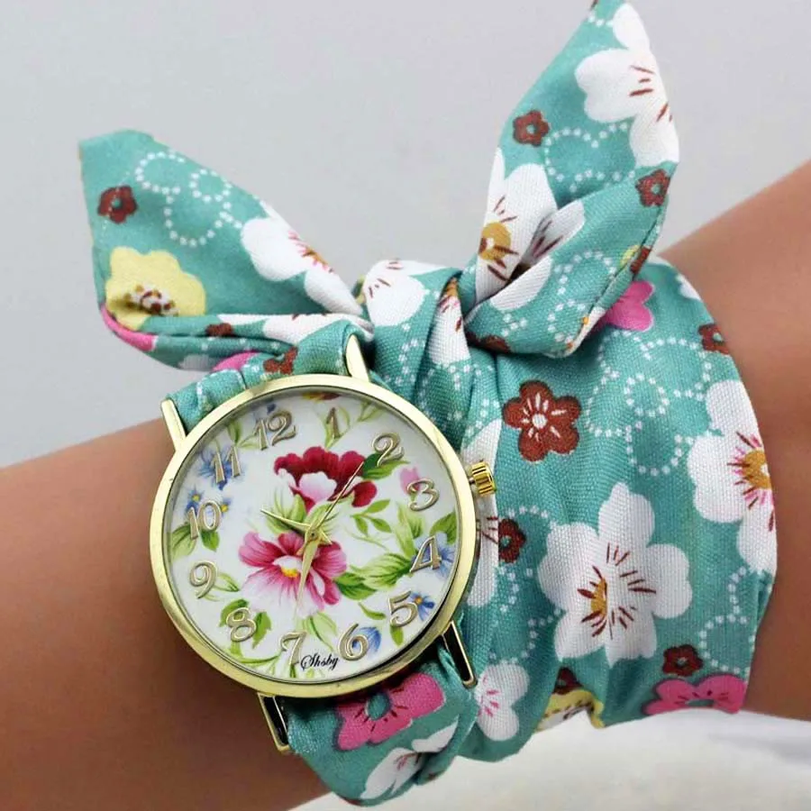 Shsby дизайн дамы цветок ткань наручные часы золото Мода женское платье часы Высокое качество тканевые часы милые девушки часы