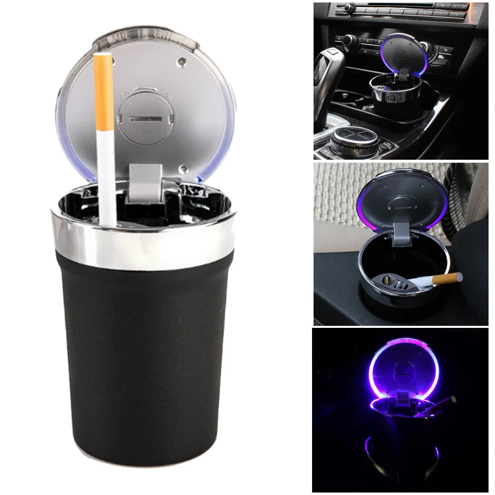 Portable Ashtray Smokeless Auto Car Home Dual Use LED Light Ashtray