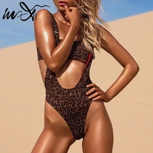 In-X бикини с леопардовым узором сексуальный купальник с высоким вырезом Цельный Ремень Купальник бандо женский Монокини бразильский цельный костюм