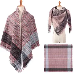 2019 полосатый зимний женский шарф кашемировые шарфы квадратные шали для леди обертывания вязаное одеяло фуляр бандана шеи теплые шарфы