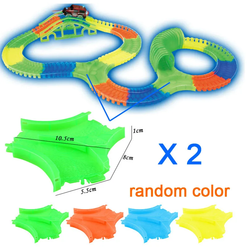 Kitoz 220 шт. автомобильный слот для трека, светящийся в темноте, красочный сборный светодиодный гоночный автомобиль, гоночный трек, светодиодный автомобильный изгиб - Цвет: Cross-2
