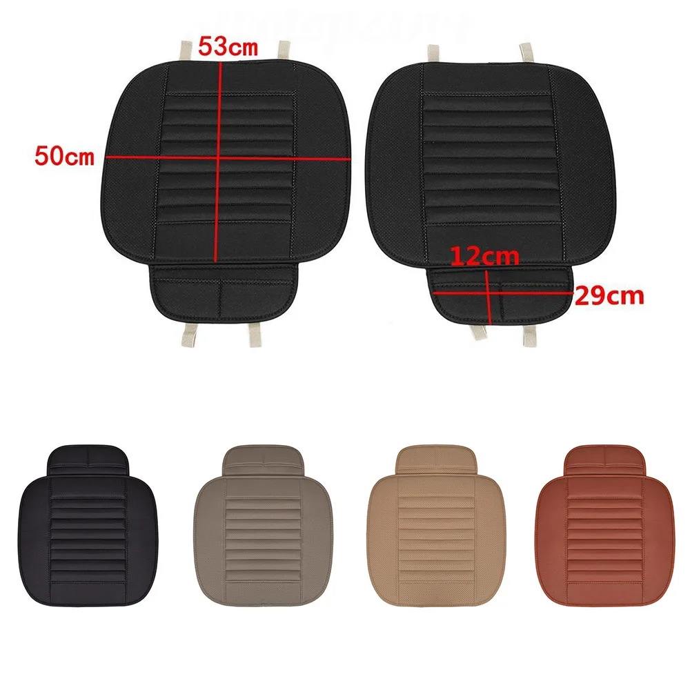 Online Funda de asiento delantero de coche Universal cojín de cuero PU alfombrilla para Auto silla cojín de asiento antideslizante No se decolora accesorios de Auto