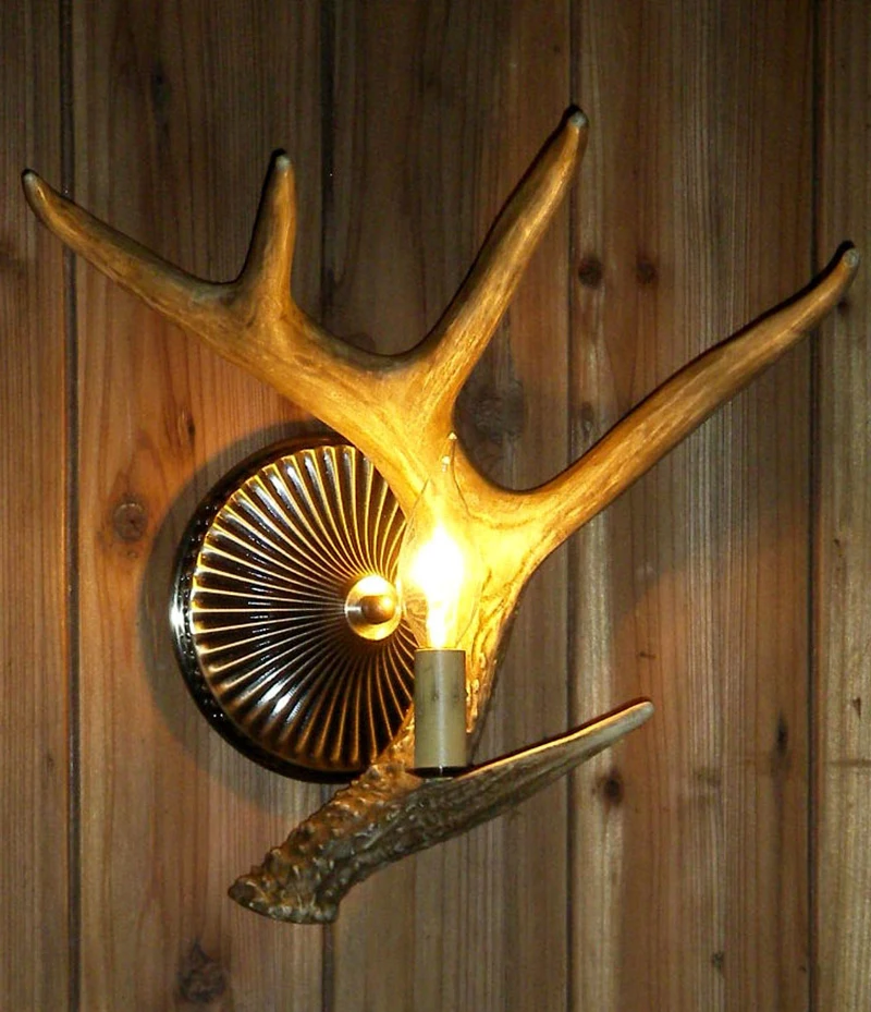 Retro Deer Horn Antler wall lamp Decoration Sconce light free EMS