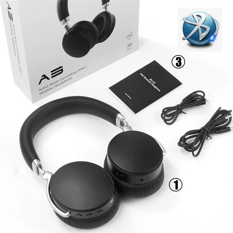 Wireless bluetooth headphone Digital foldable Headset anc active noise cancelling headphone earphone with Microphone  (4)