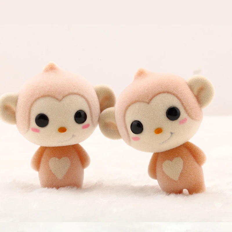 Cute Furry Monkey Flocking Dolls Toy Mini Animals Toys Car Home Decoration Chinese Zodiac for Kid Gift Figures | Игрушки и хобби