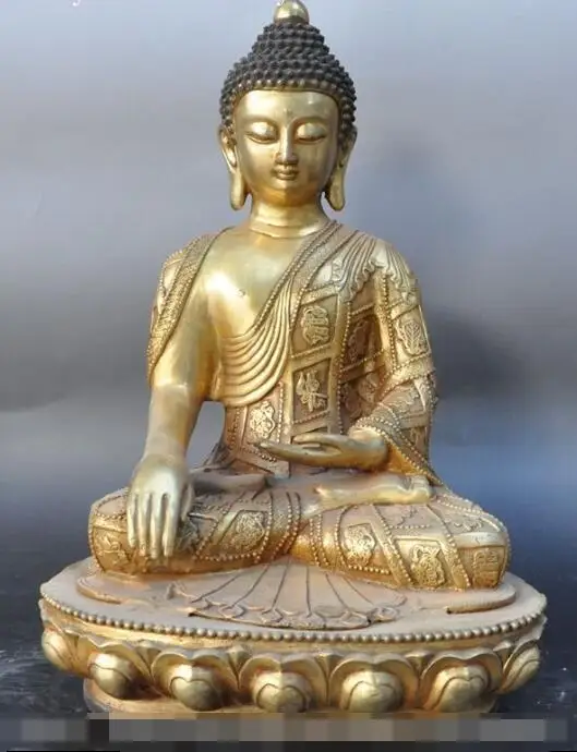

song voge gem S7331 18" marked china bronze gilt Tantra sakyamuni Shakyamuni Tathagata buddha statue