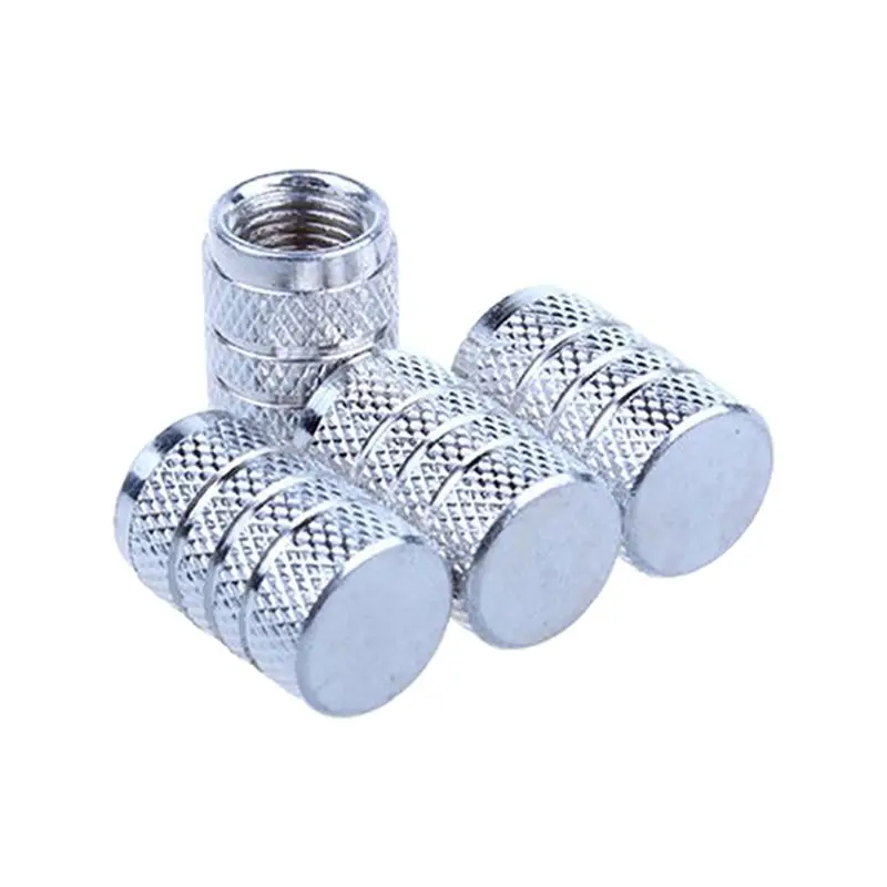 

4pcs Car bikes Tire Valve Stems Cap Knurling Style for 8V1 US schrader valves,Dustproof Caps silver