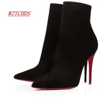 WZYCHDS Top Quality Women Shoes Red Bottom High Heels Sexy Pointed Toe Red Sole Wedding Shoes Escarpins Semelle 11cm 769-4RB