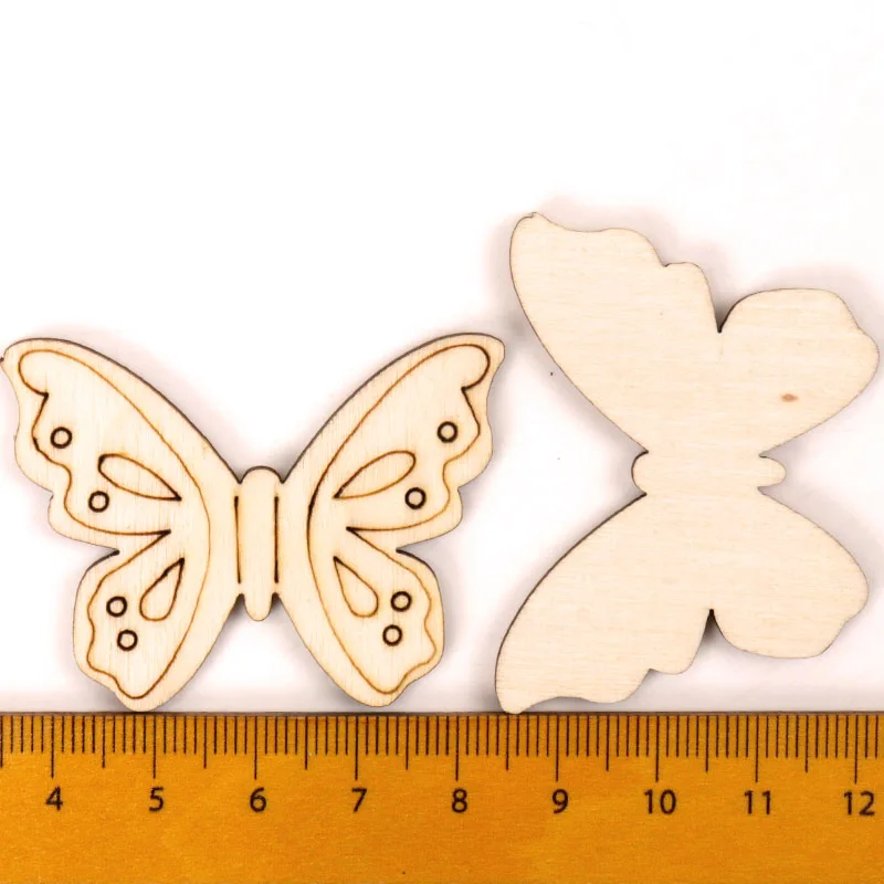 Mixed Butterfly Pattern Wooden Scrapbooking Collection Craft for Handmade Accessory Sewing Home Decoration 32x55mm 5pcs