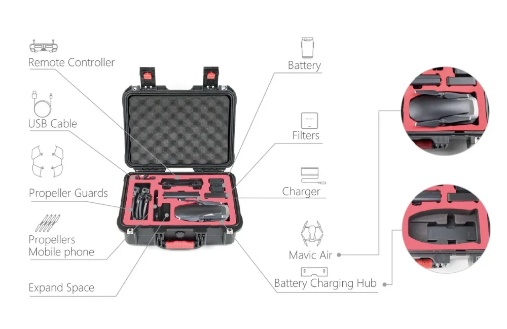 PGYTECH защитный чехол для DJI Mavic Air водонепроницаемый твердый эва пена сумка для переноски Mavic Air Drone аксессуары