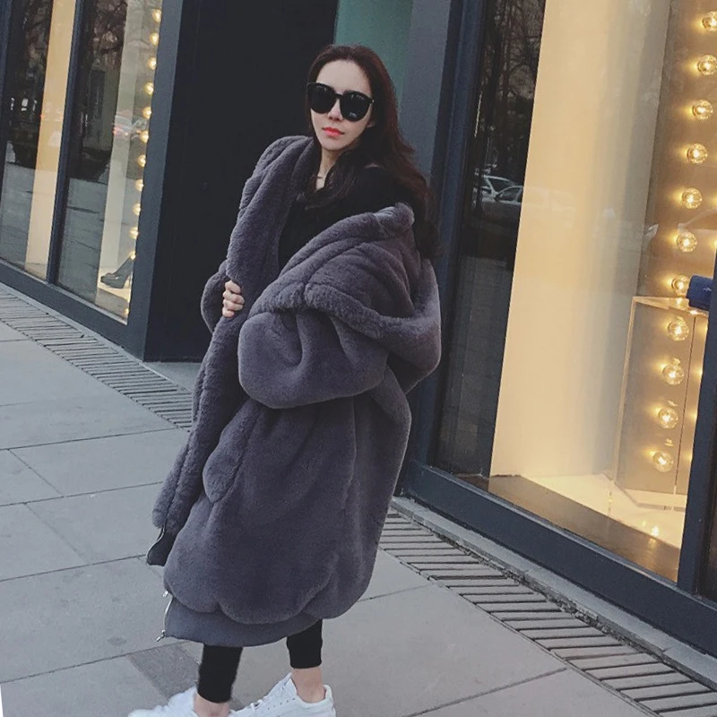 Gray Manteau dark Fausse Dame Oversize Manteaux Hiver Fourrure Soirée Femmes 2018 Black Ljls059 De Femme Chauds gISqwnZ