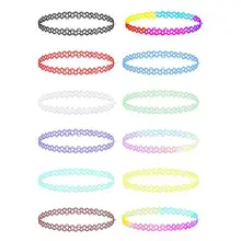 Новая мода 12 шт. татуировки колье Цепочки и ожерелья Stretch готические татуировки хной упругие колье Цепочки и ожерелья комплект нежный подарок N-20