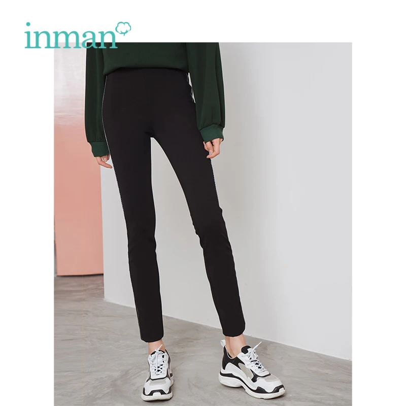 

INMAN Winter New Arrival Female Elastic Waist Side Stripes Slim Comfortable Women Bottom Pants