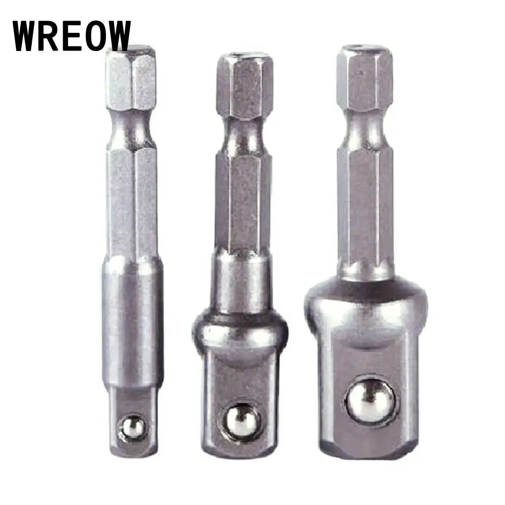  3PCS 50mm Hex Shank Wrench Drive Power Drill Socket Drill Adapter Socket Extension Bit Adaptor Set 