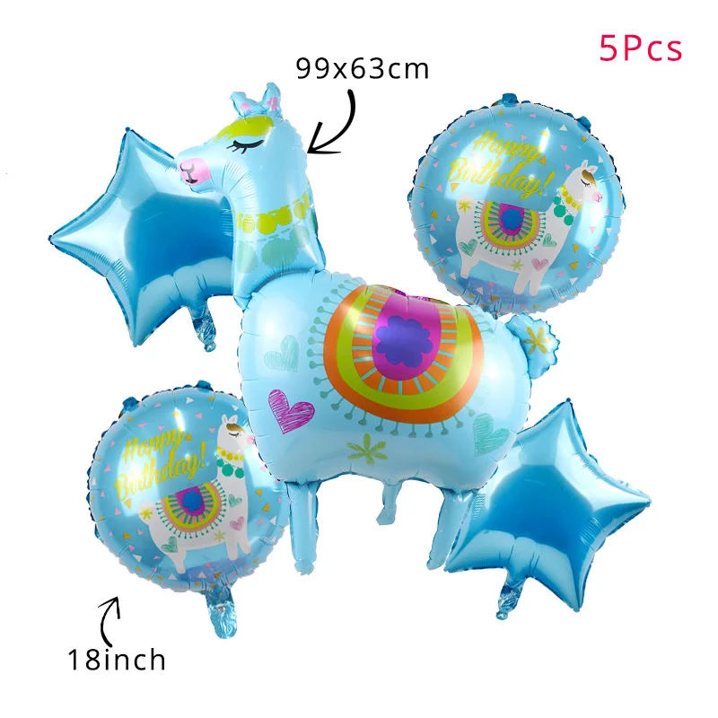 Cactus Alpaca Llamas Unicorn Cake Topper Cupcake Toppers Wedding Birthday Cake Decoration Jungle Summer Party Supplies - Цвет: balloon set