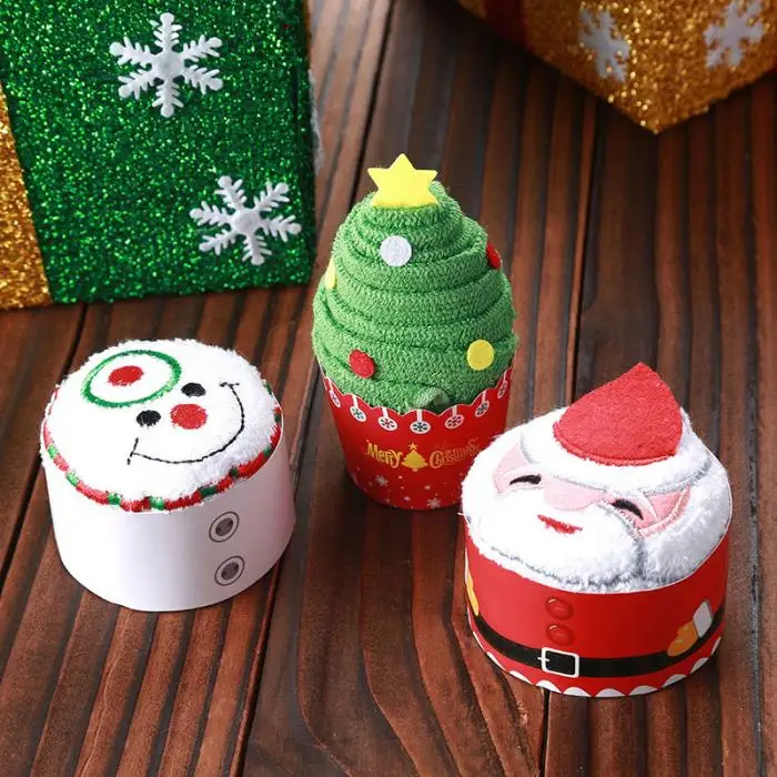 Праздничный торт моделирование хлопок полотенце Санта-Клауса полотенце со снеговиком подарки для рождественской вечеринки HFing