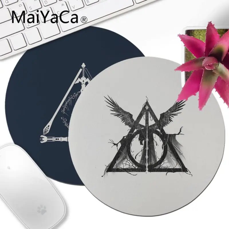 

MaiYaCa boy gift Harry Potter Deathly Hallows Customized laptop Gaming Round mouse pad Gamer Speed Mice Retail Rubber Mousepad