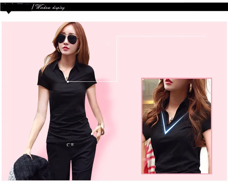 Summer Polo Shirt Women 2016 New Short Sleeve Solid Slim Polos Mujer Shirts Tops Fashion Plus Size Polo Femme 5 Color A192  h