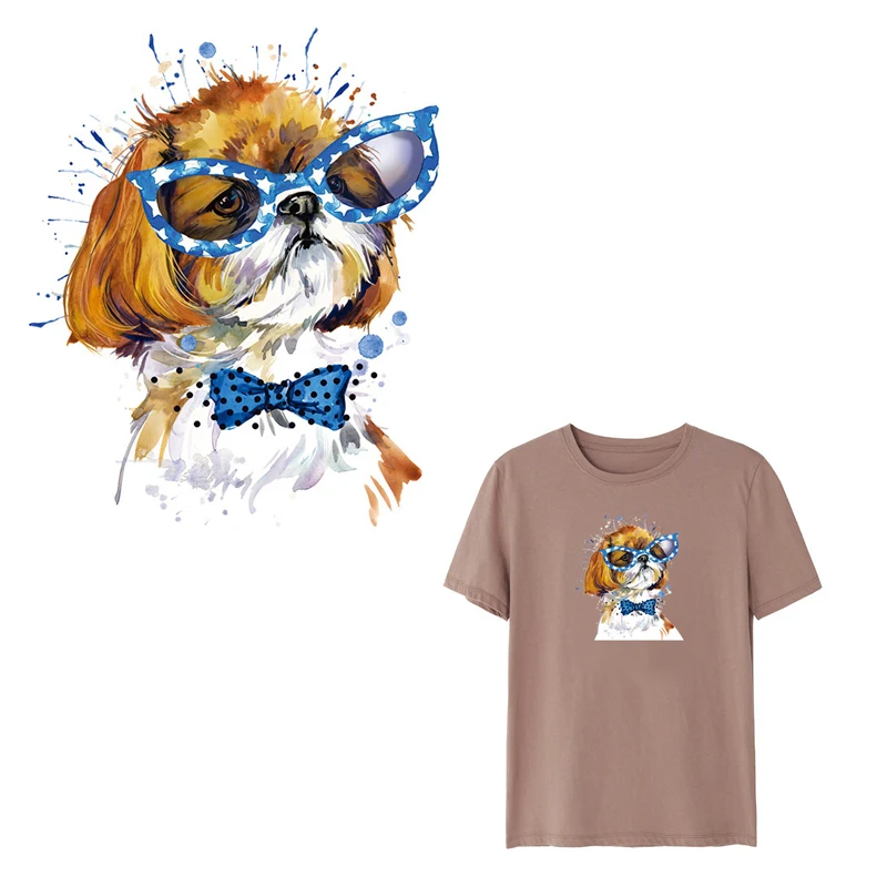 1pc Cartoon Dog Vinyl Clothes Patches for T Shirts Iron on Heat Transfers Sticker Clothing Thermal Transfer Washable|Заплатки| |