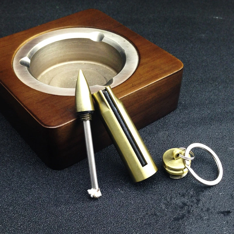Military Oil Lighter Kerosene Lighter Bullet Match Key Chain Gasline