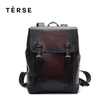 

TERSE 2018 New Arrival Handmade genuine leather backpack high quality backpack engraving luxury bag in burgundy for men/ women