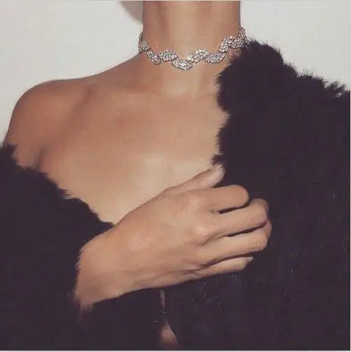 meidi Luxury Wedding Party Choker White Crystal Leaves Necklace for font b Women b font Fashion