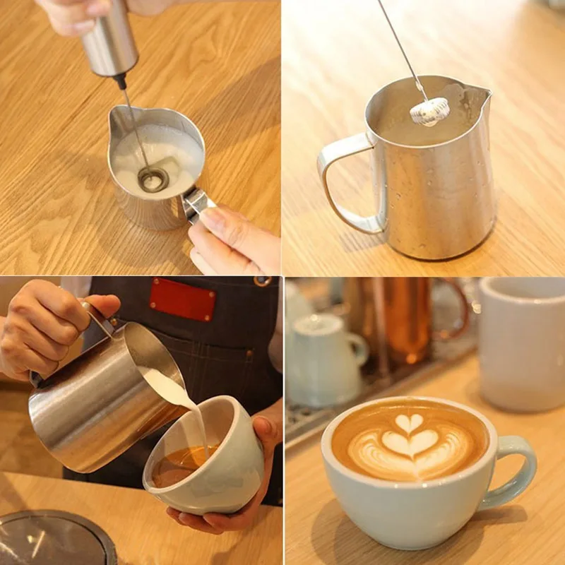 Электрический миксер для взбивания молока из нержавеющей стали пенообразователь блендер кофе латте мешалка для крема домашняя кухня ручной