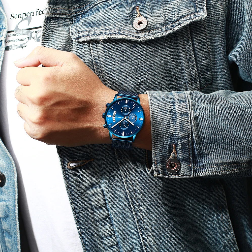 Relogio Masculino новые CRRJU модные мужские часы Роскошные Топ брендовые деловые синие кварцевые часы мужские повседневные водонепроницаемые крутые часы