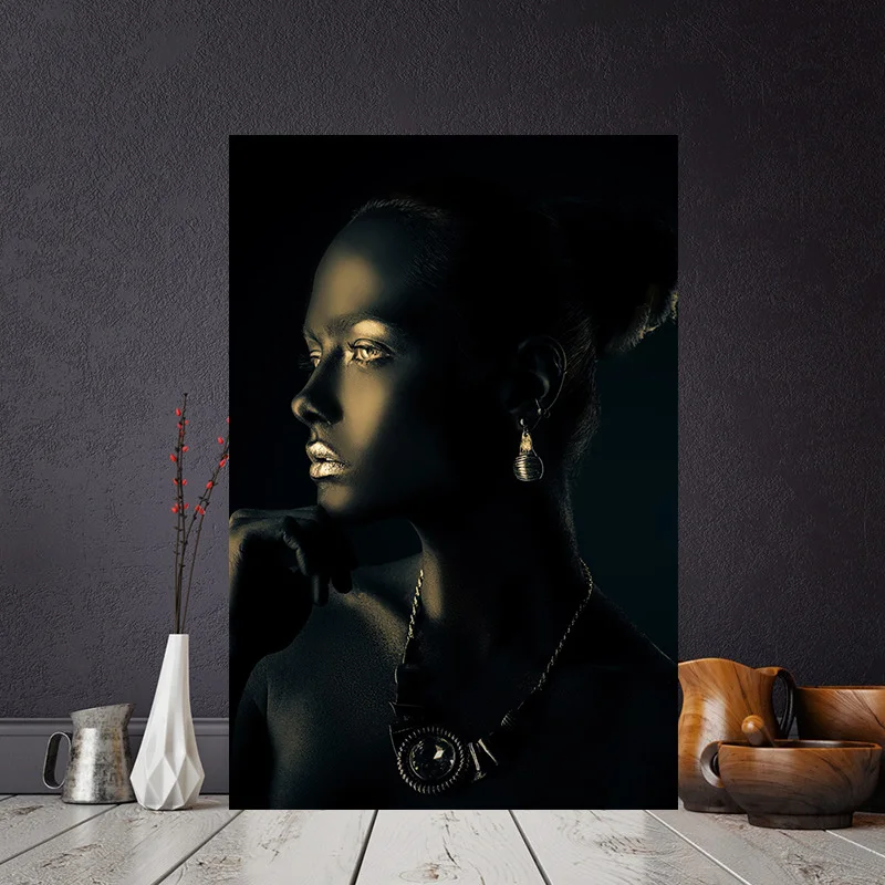 Canvas-Prints-Poster-Wall-Art-Picture-1-Pieces-Home-Decor-African-Nude-Woman-Indian-Portrait-Painting (1)