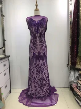 

Nigerian Lace Fabric 2019 High Quality Sequins Lace Fabric Wedding Light blue African With Beads French Lace Fabric JL023