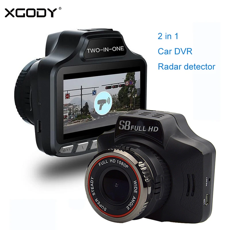 

XGODY 2 in 1 Car DVR Radar Speed Detector G-sensor Loop Recording 3.0" HD 1080P Dash Cam Video Recorder Camera Russian English