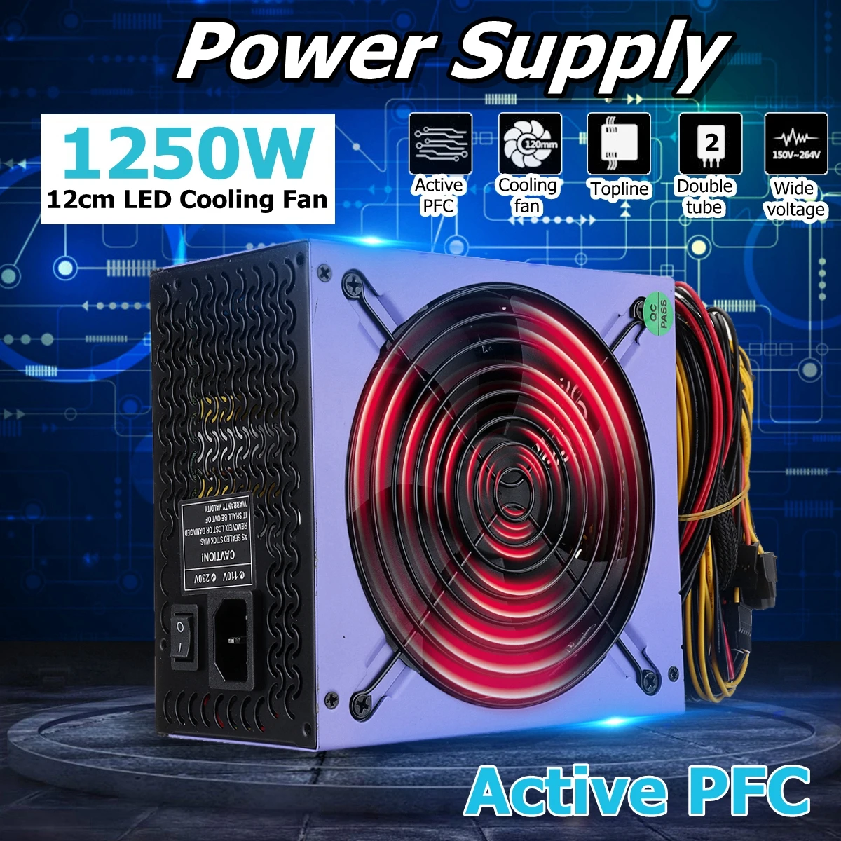 1250 W إمدادات الطاقة 120 مللي متر LED مروحة 24 دبوس PFC PCI SATA ATX AMD PFC 12 V وحدة إمداد الطاقة للكمبيوتر ل PC سطح المكتب لعبة 1250 W إمدادات الطاقة 120 مللي متر LED مروحة 24 دبوس PFC PCI SATA ATX AMD PFC 12 V وحدة إمداد الطاقة للكمبيوتر ل PC سطح المكتب لعبة