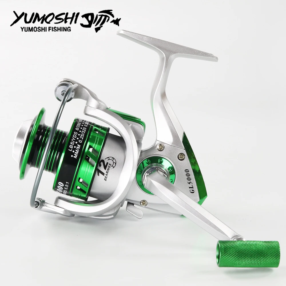 

Yumoshi new 5.5:1 12BB Molinete Carp Fishing Reel Gear Ratio Big game Spinning Fishing reels Feeder Carretilha de pesca