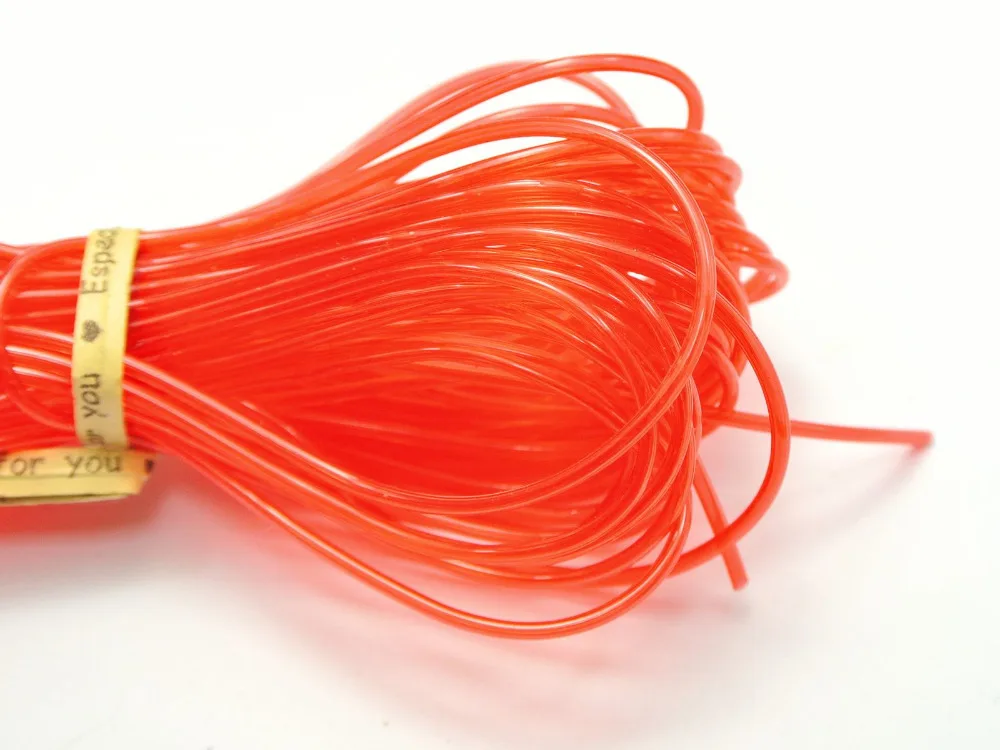 10 Meter Transparent Red 2mm Hollow Rubber Tubing Jewelry Cord Cover