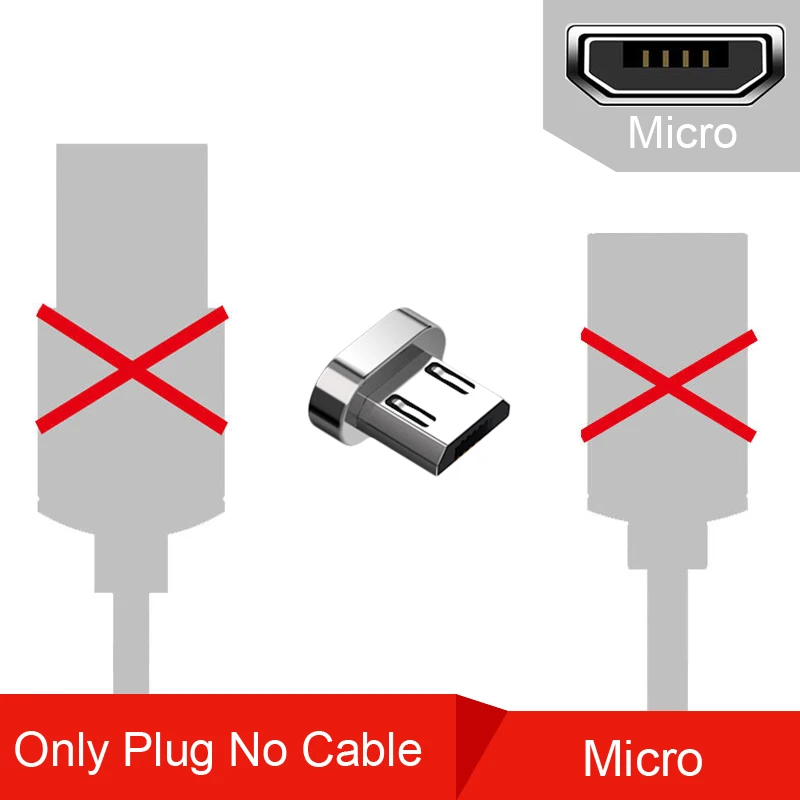 Магнитный кабель Micro usb type C для быстрой зарядки, магнитный кабель Micro USB для зарядки и передачи данных, кабели для мобильных телефонов iPhone - Цвет: Only Micro Plug