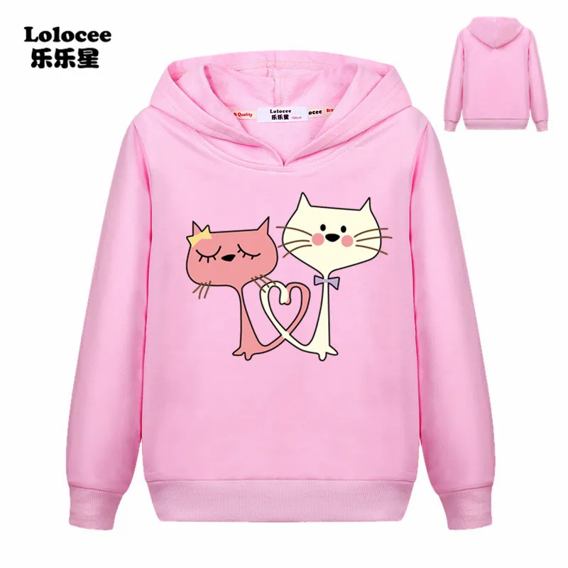 2018 Kawaii Cat Hoodies Baby Girls Cute Cartoon Love Heart...