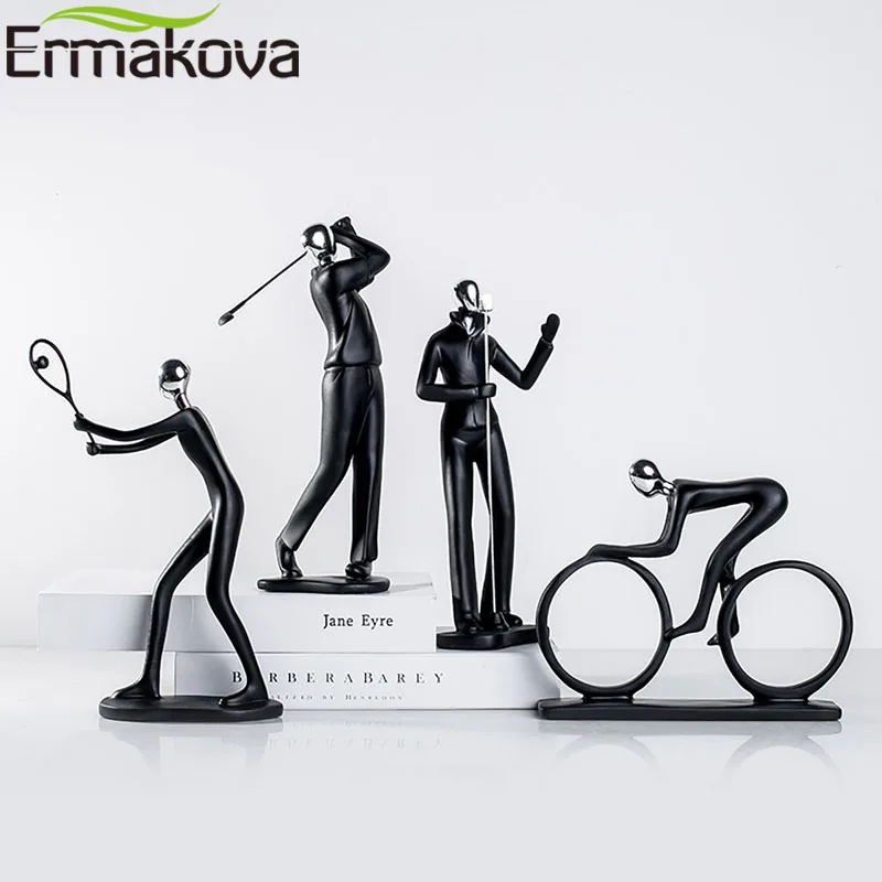 Kaufen ERMAKOVA Moderne Kunst Abstrakte Harz Sportler Figur Sportler Skulptur Tennis Statue Hause Büro Wohnzimmer Dekoration