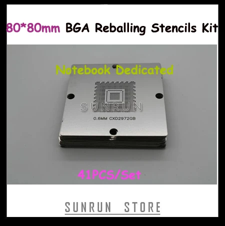 

41PCS/Set BGA Reballing Station Stencils 80*80mm Repairing Templates Dedicated For Laptop/Notebbok,Freeshipping
