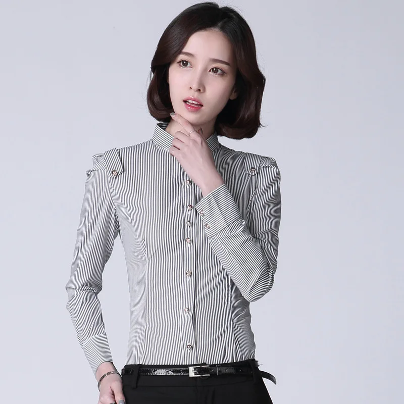 Las mujeres blusas 2019 nueva moda Primavera Oficina dama manga larga cuello camisas formales de gasa básica Tops Ropa de Mujer