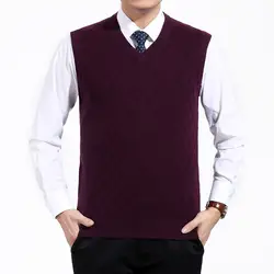 Мужской весенне-осенний короткий шерстяной вязаный жилет большого размера с v-образным вырезом, свитер, пуловер, Джемпер Джерси Hombre, теплая