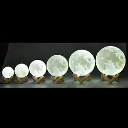 Перезаряжаемая Лунная лампа 2 цвета Изменение 3D свет сенсорный переключатель 3D печать лампа Луна спальня книжный шкаф ночник креативные