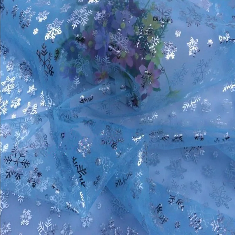 150 см синий Серебряный Снежинка блёстки ткань Сделай Сам шитье платье принцессы