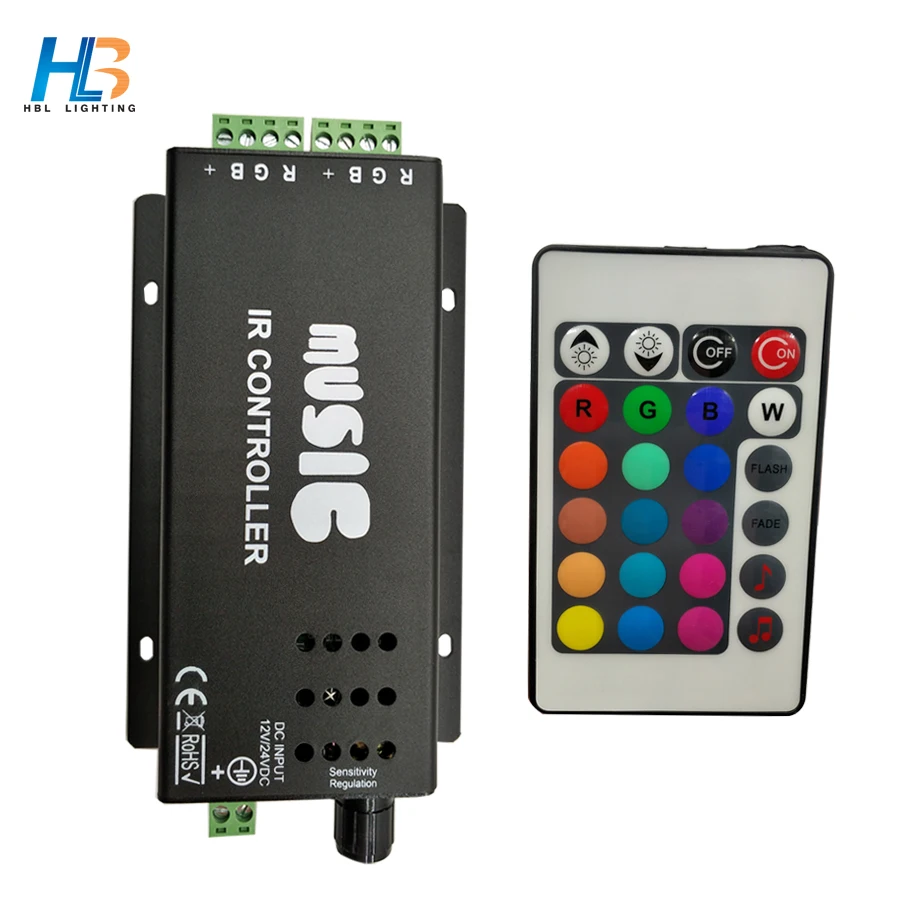 HBL DC12 24V 24 Keys Sound Activated Music Controller 3 channels IR