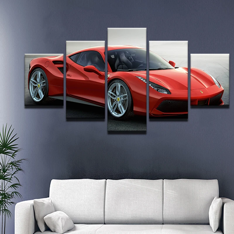 Modern Wall Art Canvas HD Printed Painting Framed 5 Pieces Posters Red