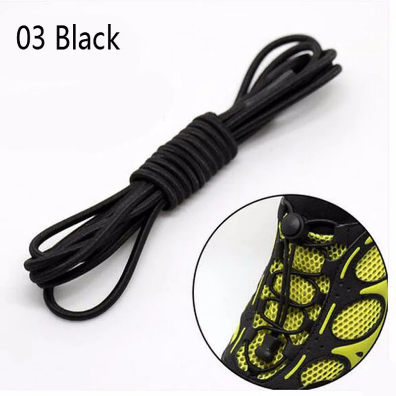 New 1 Pair Round Fashion Elastic Rubber Adjustable Shoelaces Fashion Lazy Shoelace Strings Colored Shoe Laces Men Women Children