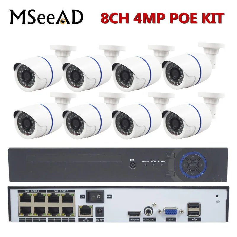 

8 Channel HD H.265 4MP POE Security Camera NVR CCTV System 8ch, 8 IP Camera Outdoor Weatherproof Day/Night View Surveillance Kit