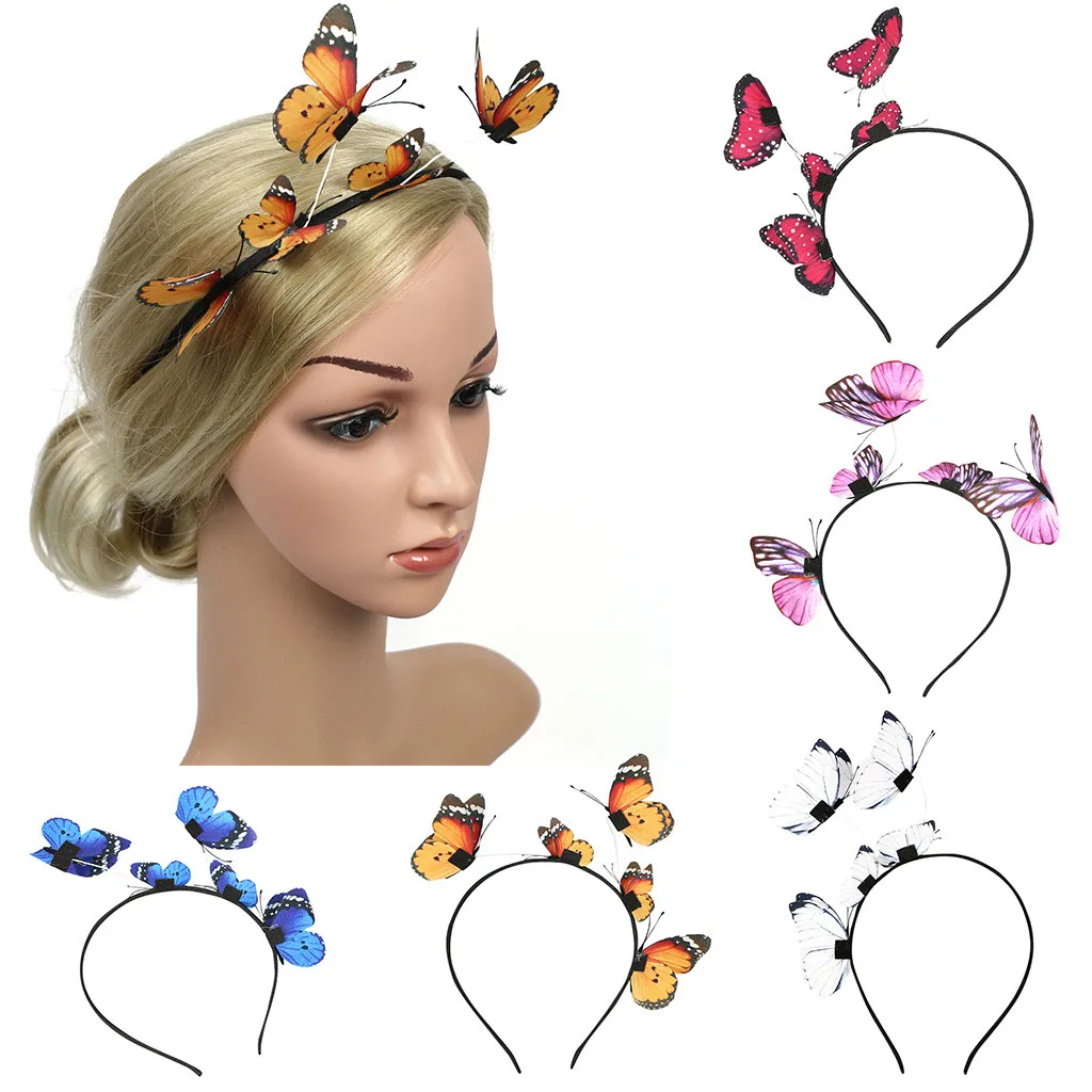 

Women Butterfly Fascinators Headclip Headband For Tea Party Wedding Bridal Party Headpiece for Prom Cocktail Headwear